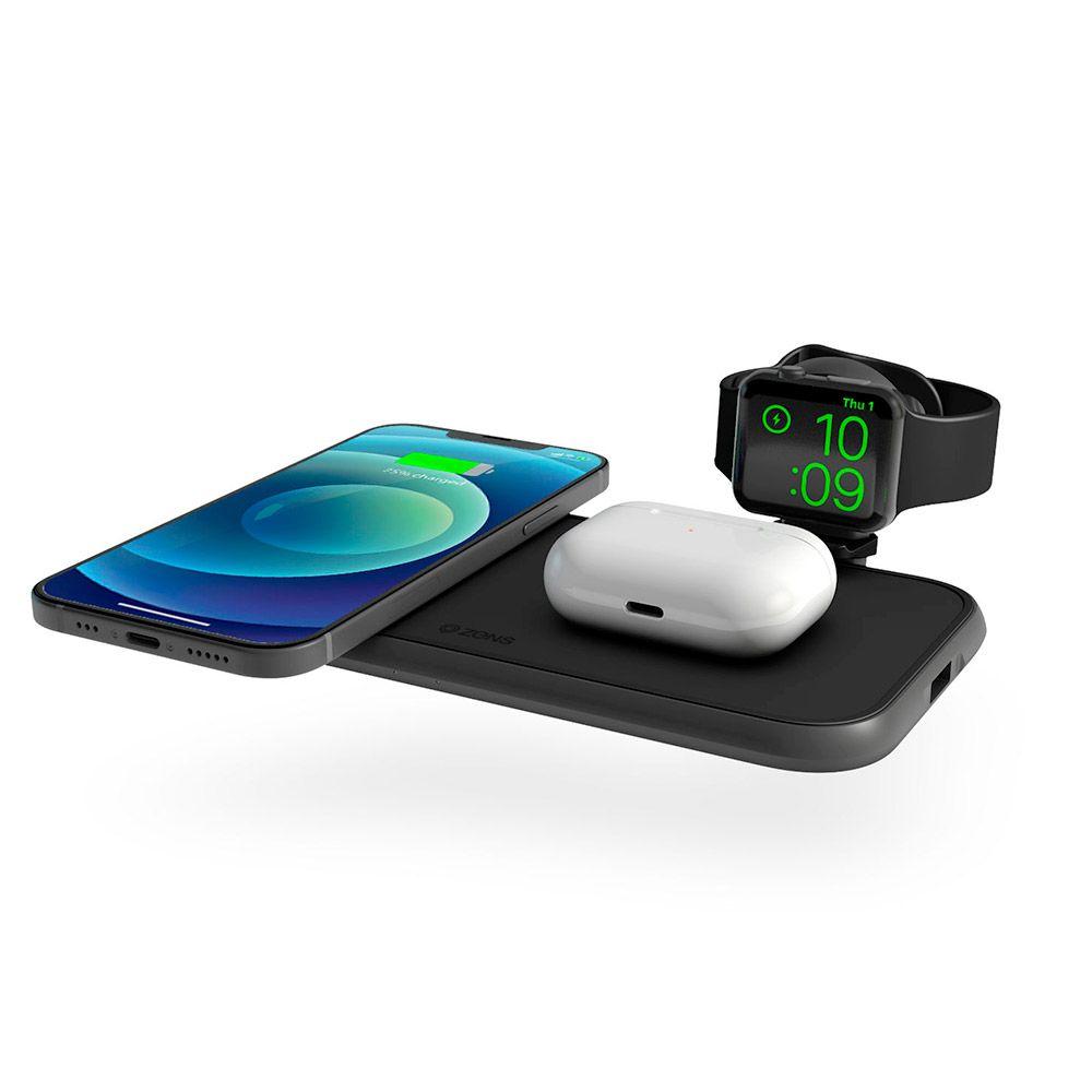 Зарядное устройство беспроводное Zens Aluminium 4 в 1 + Apple Watch MFI, 45Вт, черный - 1