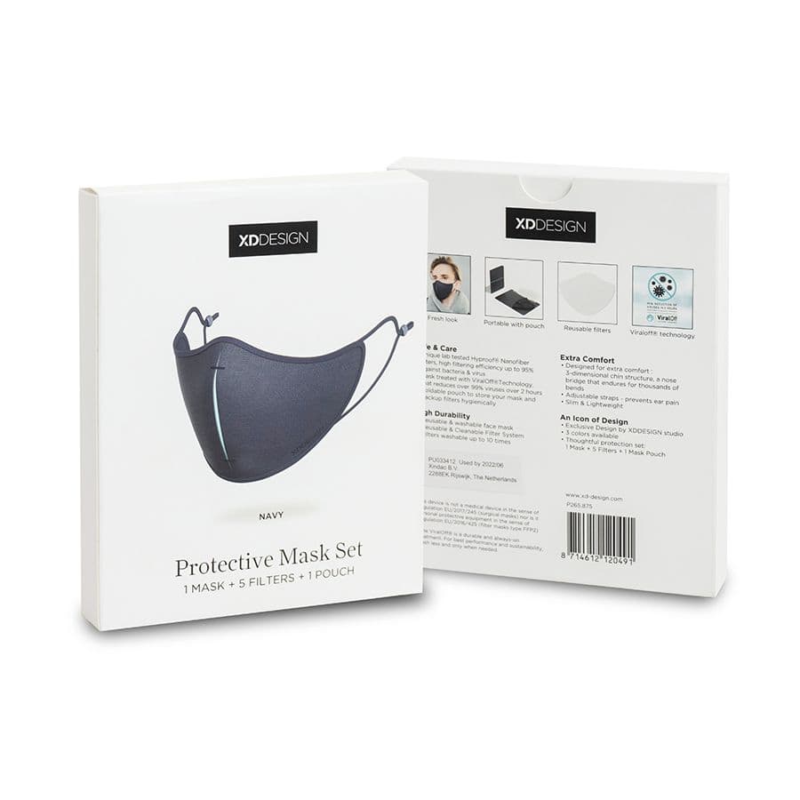Маска многоразовая в комплекте с фильтрами XD Design Protective Mask Set, цвет синий— фото №4