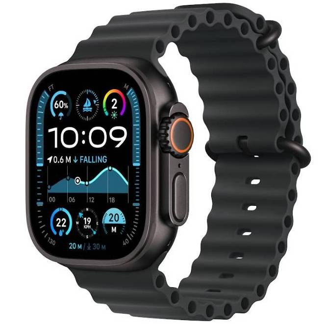 Apple Watch Ultra 2 GPS + Cellular 49mm (корпус - черный титан, браслет Ocean Band черный, IP6X)— фото №0