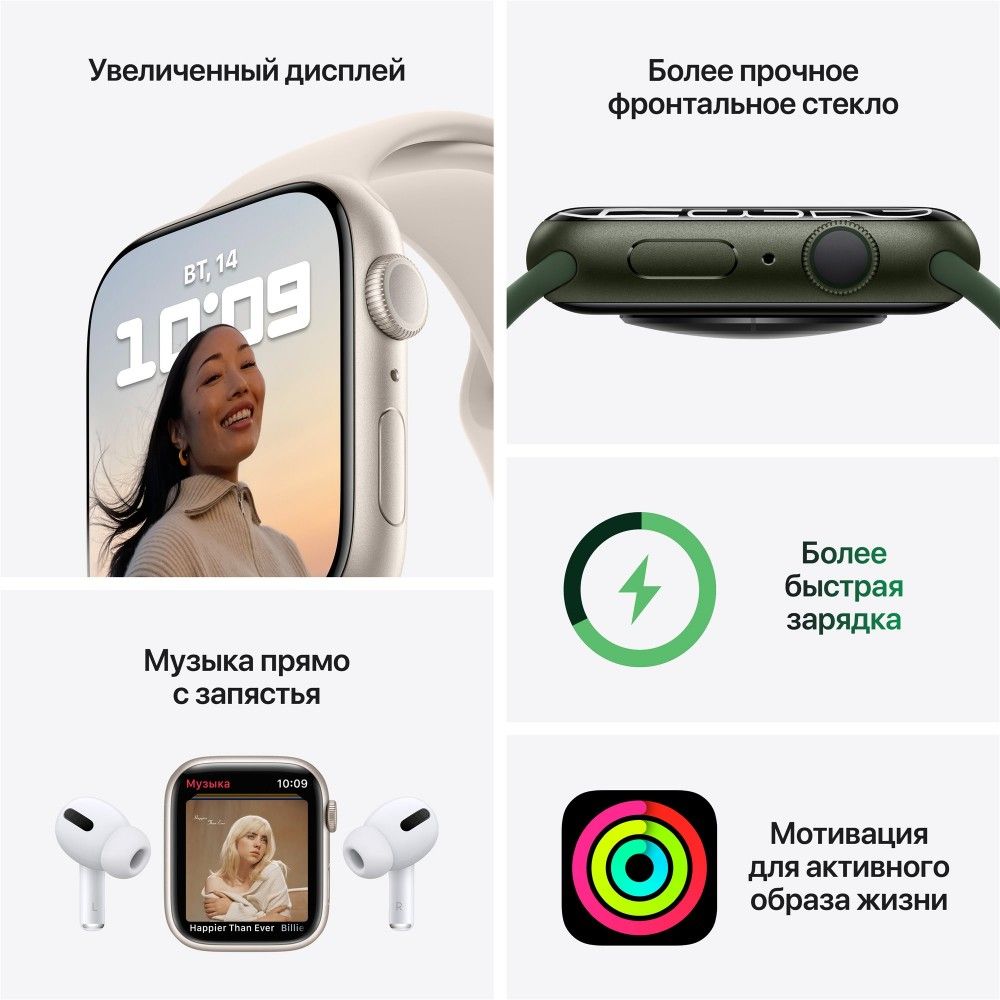 Apple Watch Series 7 GPS 41mm (корпус - красный, спортивный ремешок красного цвета, IP67/WR50)— фото №7