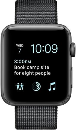 Apple Watch Series 2 (MP052RU/A) - 38 мм, алюминий «серый космос», черный ремешок из плетёного нейлона— фото №1