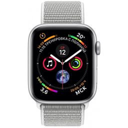 Apple Watch Series 4 (MU652RU/A) - 40 мм, серебристый алюминий, спортивный браслет цвета «белая ракушка»— фото №1