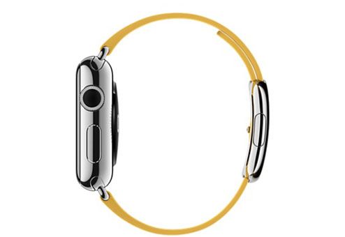 Apple Watch (MMFD2) - 38 мм, нержавеющая сталь, ремешок цвета «весенняя мимоза» с современной пряжкой— фото №1