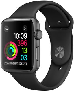 Apple Watch Series 1 (MP022RU/A) - 38 мм, алюминий «серый космос», черный спортивный ремешок— фото №0