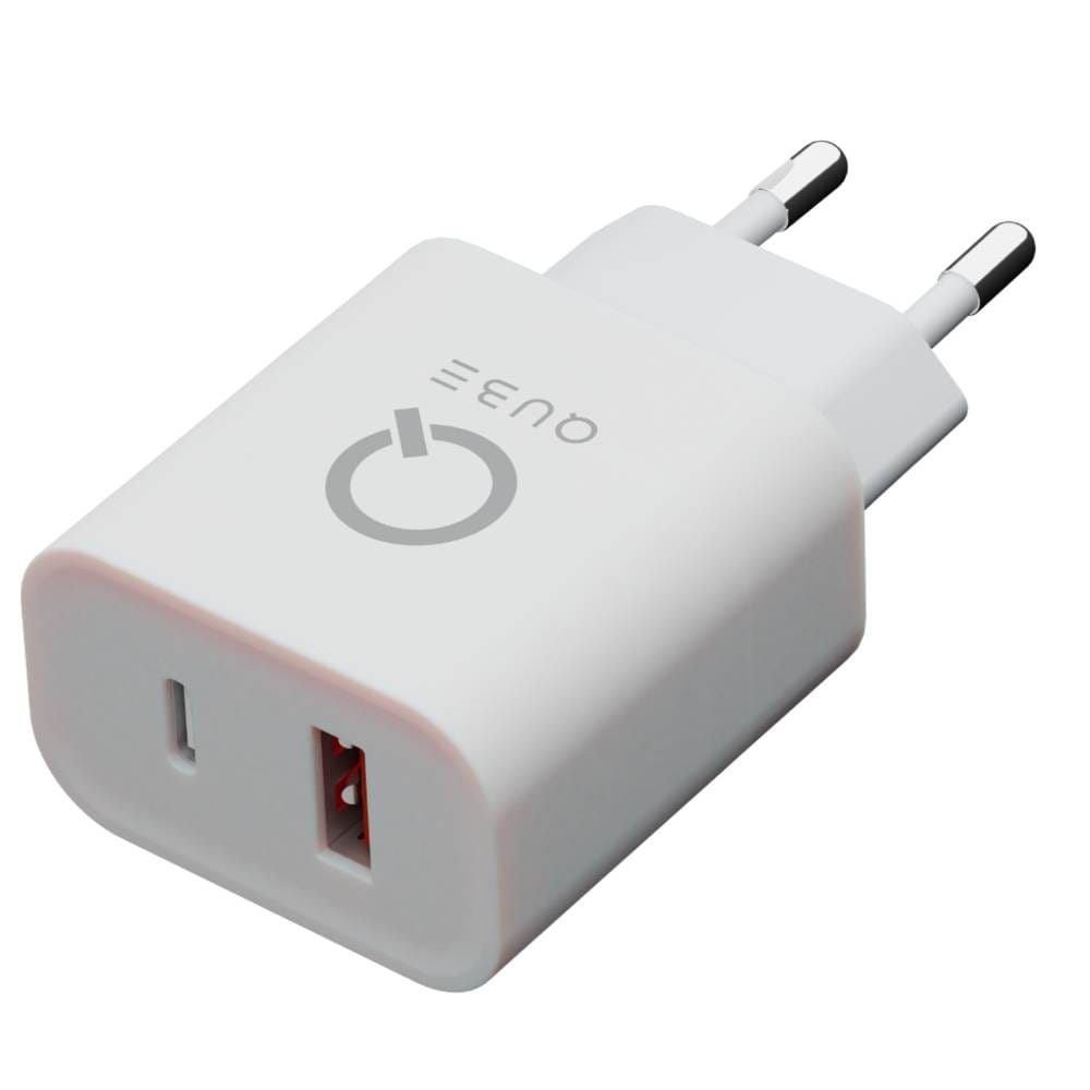 Зарядное устройство сетевое QUB GAN 65W, USB-C PD+ USB-A QC, 65Вт, белый— фото №3