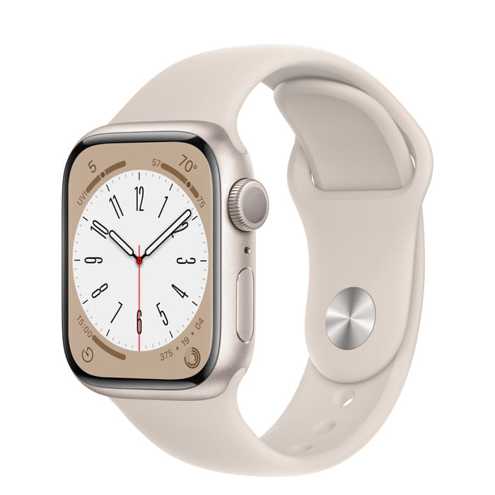 Apple Watch Series 8 GPS 45mm (корпус - сияющая звезда, спортивный ремешок цвета сияющая звезда, IP6X)— фото №0