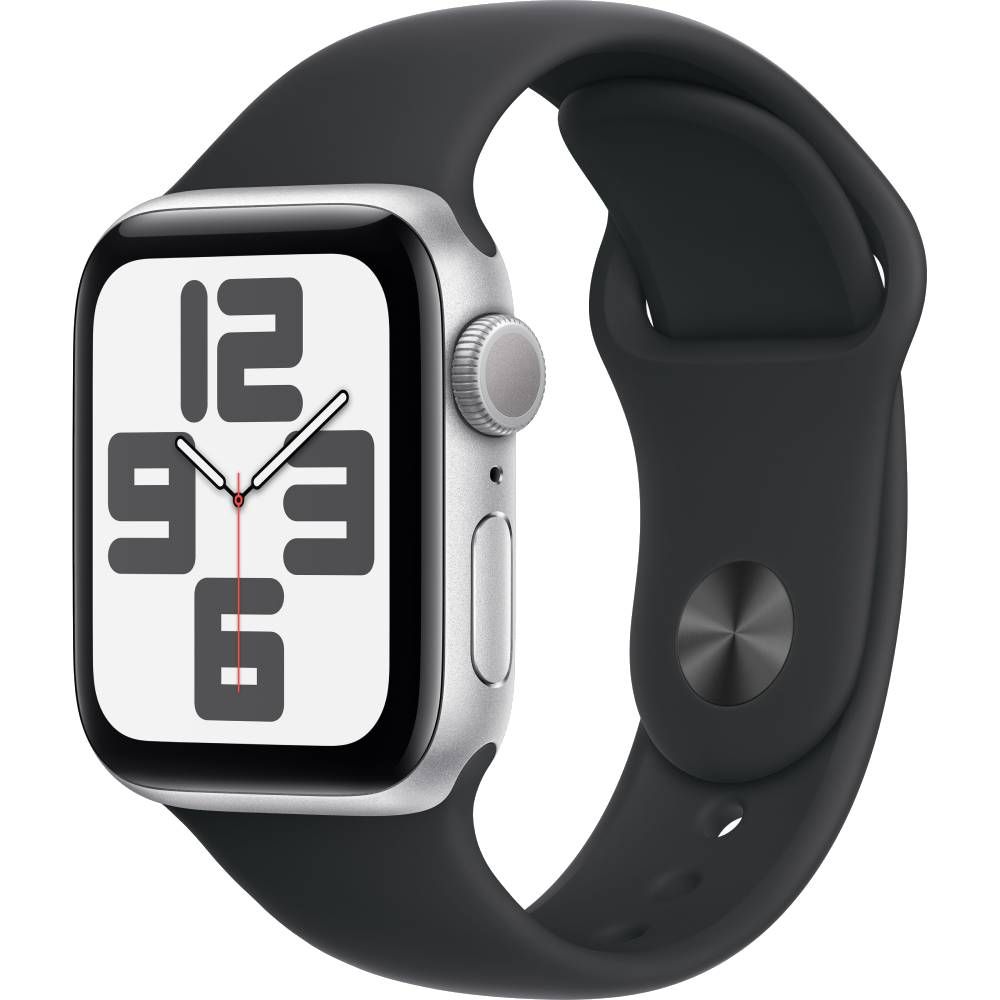 Apple Watch SE GPS  (корпус - серебристый, 40mm ремешок Sport Band темная ночь, размер M/L)— фото №0