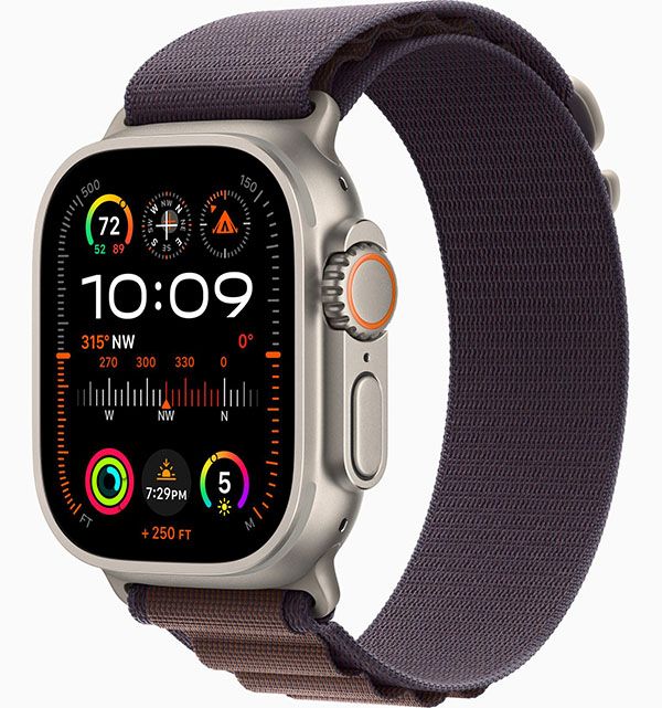 Apple Watch Ultra 2 GPS + Cellular 49mm (корпус - титан, ремешок Alpine Loop индиго, IP6X)— фото №0