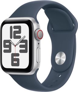 Apple Watch SE 2023 GPS  (корпус - серебристый, 40mm ремешок Sport Band штормовой синий, размер S/M)— фото №0