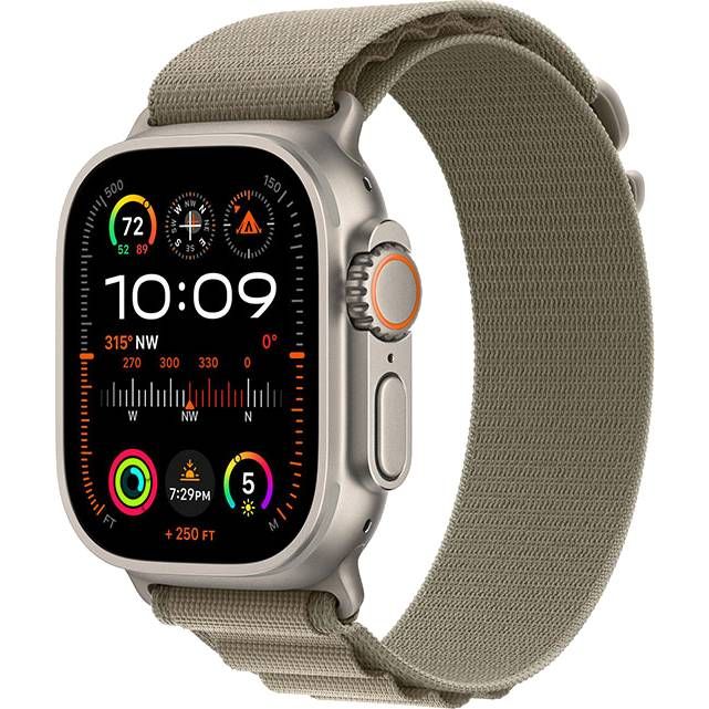 Apple Watch Ultra 2 GPS + Cellular 49mm (корпус - титан, ремешок Alpine Loop оливковый, IP6X)— фото №0