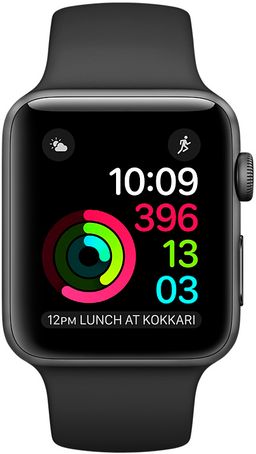 Apple Watch Series 1 (MP022RU/A) - 38 мм, алюминий «серый космос», черный спортивный ремешок— фото №1