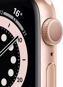 Apple Watch Series 6 GPS, 44 mm, алюминий золотистый, спортивный ремешок цвета «розовый песок»— фото №1