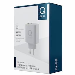 Зарядное устройство сетевое QUB GAN 65W, USB-C PD+ USB-A QC, 65Вт, белый— фото №4