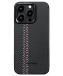 Чехол-накладка Pitaka Fusion Weaving MagEZ Case 4 Rhapsody600D для iPhone 15 Pro, арамид (кевлар), черный/красный/синий