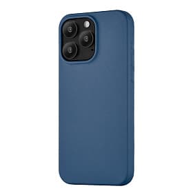 Чехол-накладка uBear Capital Case для iPhone 15 Pro, кожа, синий - 1
