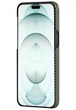 Чехол-накладка Pitaka Fusion Weaving MagEZ Case 4 Overture 600D для iPhone 15 Pro, арамид (кевлар), черный/бежевый - 2