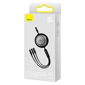 Адаптер Baseus Bright Mirror 4 USB-C 3-в-1 USB-C / USB-C + Micro USB + Lightning, черный - 3