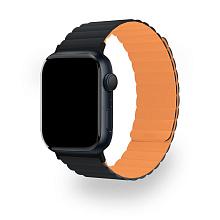 Ремешок uBear Mode для Apple Watch 42mm/44mm/45mm/49mm, M/L, силикон, черный/оранжевый - 0