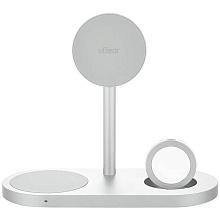 Зарядное устройство беспроводное uBear Stage Ultra 3 в1, Qi2, 30Вт, серебристый - 1