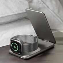 Зарядное устройство беспроводное VLP Alum Power Pro с Qi2, 3 in1, 15Вт, натуральный титан - 3