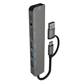 Адаптер мультипортовый PERO MH07 7 в 1, серый - 1