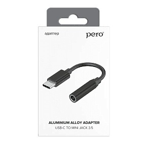Переходник PERO AD09 USB-C / jack 3.5mm, черный - 1