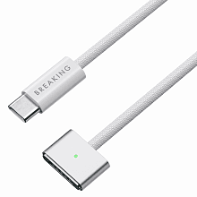 Кабель Breaking MacPower LED USB-C / MagSafe 3, 5A, 140Вт 2м, белый - 1