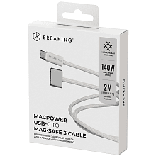 Кабель Breaking MacPower LED USB-C / MagSafe 3, 5A, 140Вт 2м, белый - 2